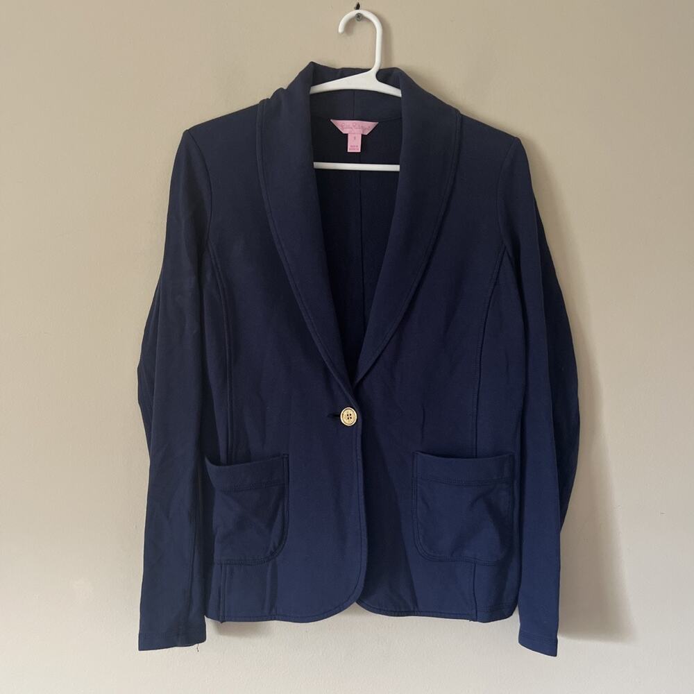 Lilly Pulitzer One Button Blazer Navy Blue Women’s Small